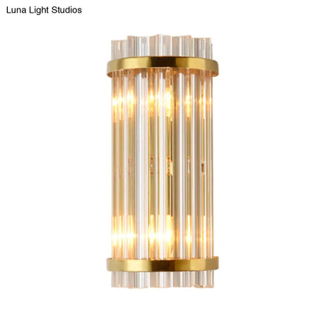 Modern Clear Crystal Wall Sconce Lamp - 2 Lights Gold Finish 14/21.5 Width