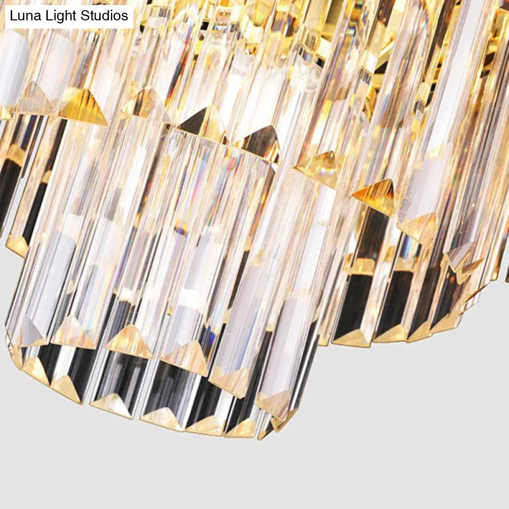 Modern Clear Faceted Crystal Tiered Hanging Light Kit With Blue Pendant Chandelier (5/10 Lights)