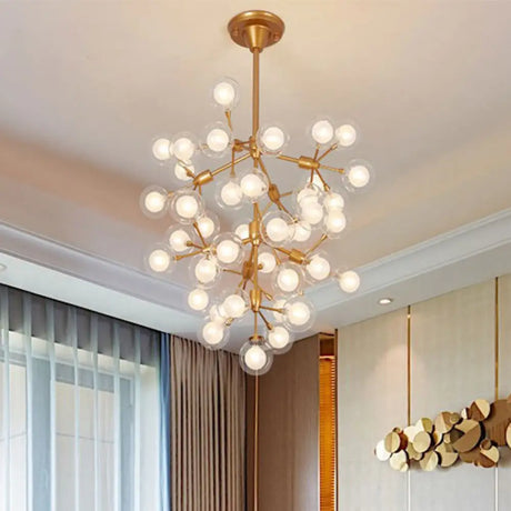 Modern Clear Glass Ball Chandelier Pendant Light - Golden Hanging Lamp For Living Room (25/45