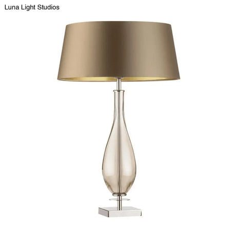 Modern Clear Glass Bedroom Table Light With Long Neck Vase Design Single Night Lamp Featuring Brown