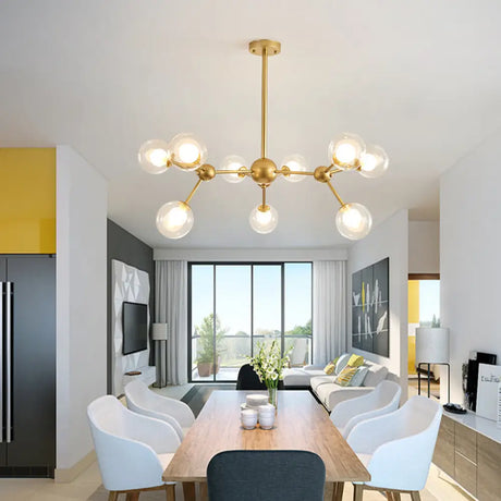 Modern Clear Glass Bubble Chandelier With Starburst Design - 9/12/15 Lights Hanging Light Fixture
