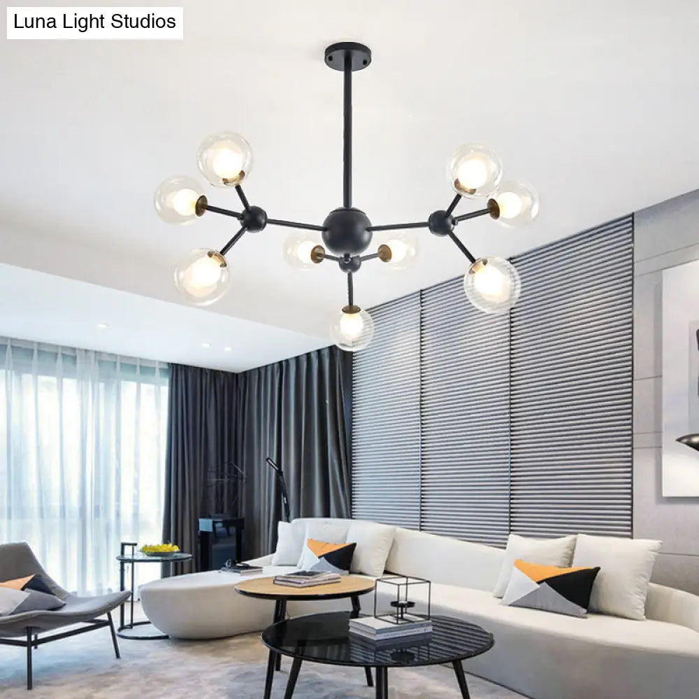 Modern Clear Glass Bubble Chandelier With Starburst Design - 9/12/15 Lights Hanging Light Fixture