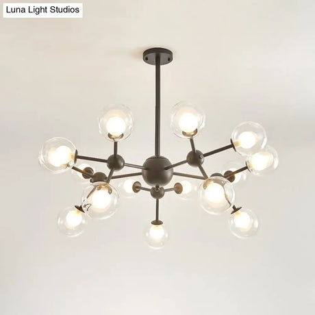 Modern Clear Glass Bubble Chandelier With Starburst Design - 9/12/15 Lights Hanging Light Fixture