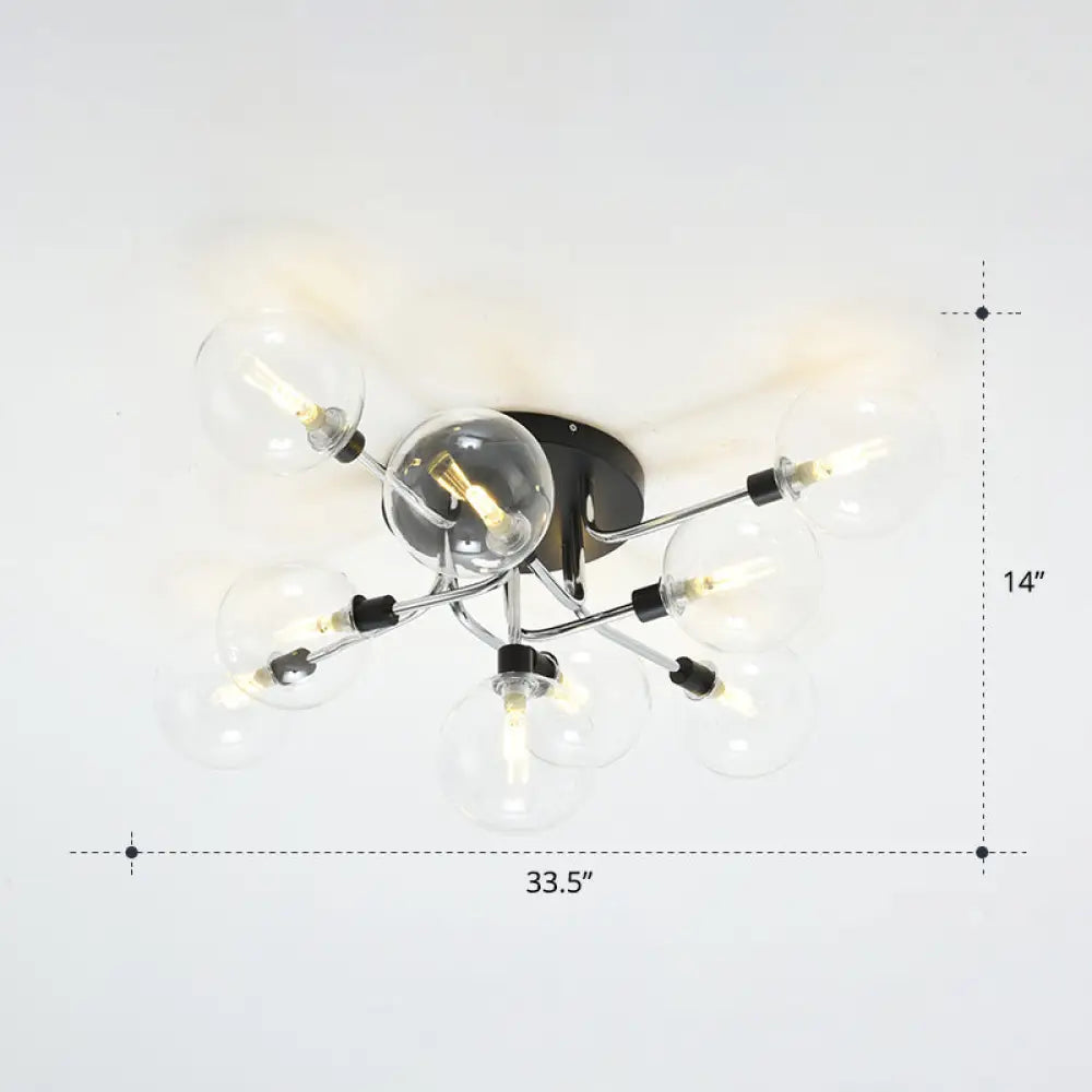 Modern Clear Glass Semi - Flush Ceiling Light - Stylish Flush Mount Fixture For Dining Room 9 /