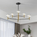 Modern Clear Glass Teardrop Chandelier – 6/8 Heads Black & Gold Hanging Ceiling Light 6 / Black-Gold