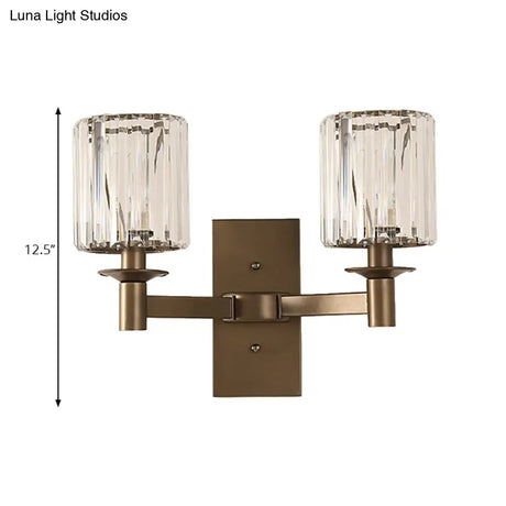 Modern Clear Glass Wall Sconce With Bronze Rectangle Backplate - Bedroom Half-Bulb Lamp