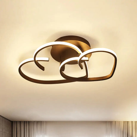 Modern Coffee Heart Frame Led Iron Flush Light Fixture With Stepless Dimming – 21.5’/25.5’