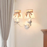 Modern Cone Fabric Wall Mount Lamp - 1/2 Heads Bird Deco White 2 /