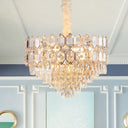 Modern Conical Pendant Lighting: K9 Crystal Chandelier 6/8 Lights Champagne 16’/19.5’ Wide / 16’
