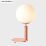 Modern Cream Glass Ball Night Table Lamp With 1-Bulb: Black/Grey/White Reading Book Light