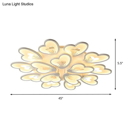 Modern Creative Petal Ceiling Flush Mount Acrylic White Integrated Led Living Room Light (9/12/15