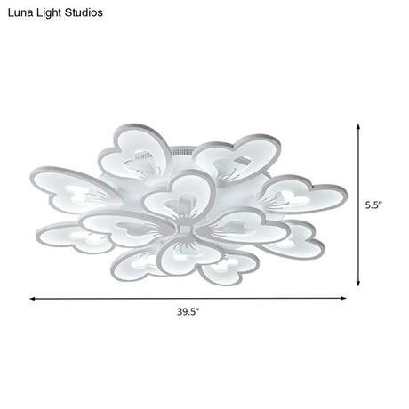 Modern Creative Petal Ceiling Flush Mount Acrylic White Integrated Led Living Room Light (9/12/15