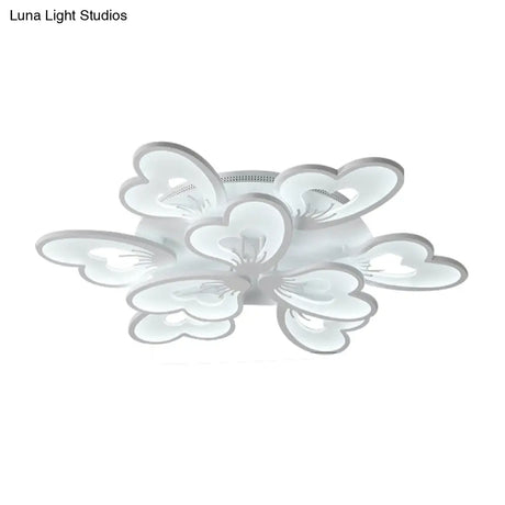 Modern Creative Petal Ceiling Flush Mount Acrylic White Integrated Led Living Room Light (9/12/15