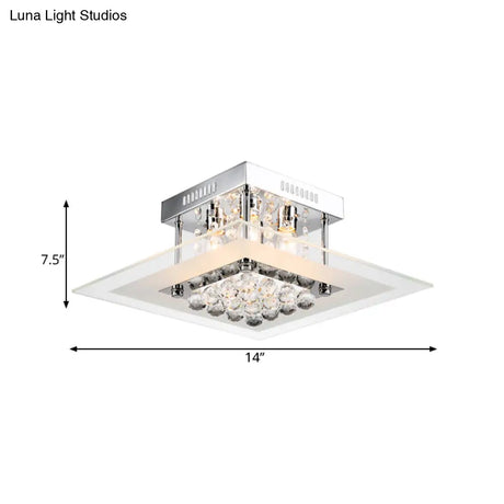 Modern Crystal 4 - Light Flush Mount Ceiling Lamp Chrome Finish