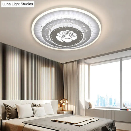 Modern Crystal Ceiling Mount Led Light Fixture For Bedroom - White Loving Heart/Square/Rose Design