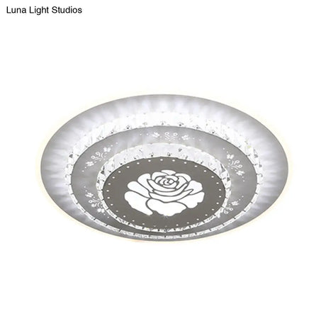 Modern Crystal Ceiling Mount Led Light Fixture For Bedroom - White Loving Heart/Square/Rose Design