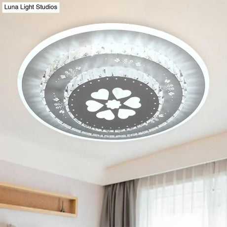Modern Crystal Ceiling Mount Led Light Fixture For Bedroom - White Loving Heart/Square/Rose Design