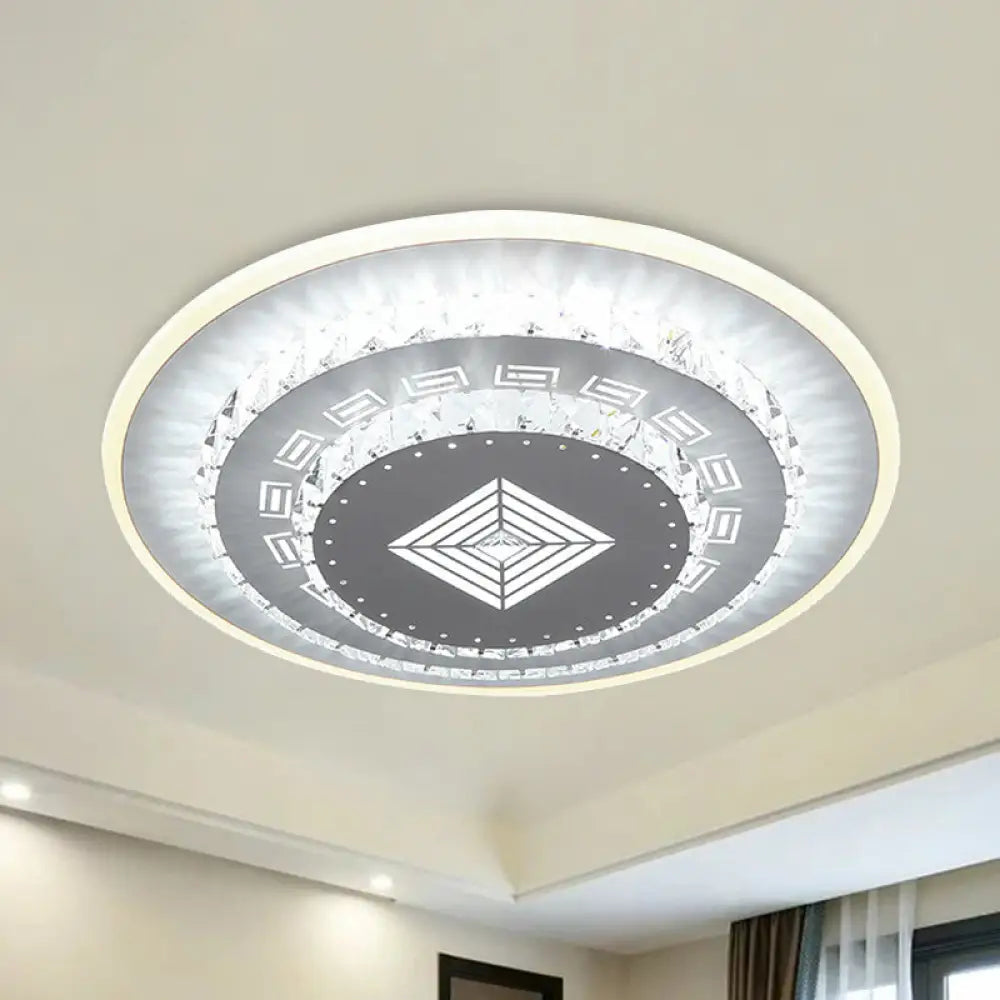 Modern Crystal Ceiling Mount Led Light Fixture For Bedroom - White Loving Heart/Square/Rose Design
