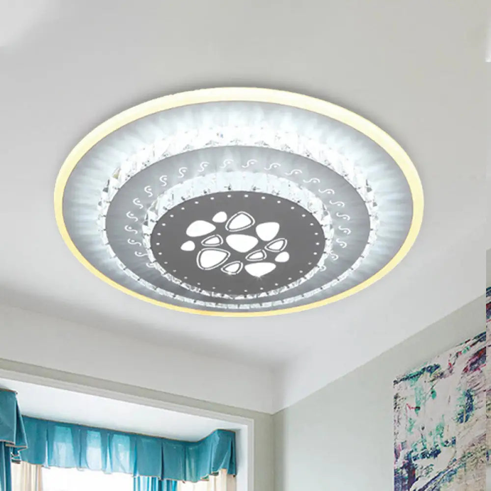 Modern Crystal Ceiling Mount Led Light Fixture For Bedroom - White Loving Heart/Square/Rose Design