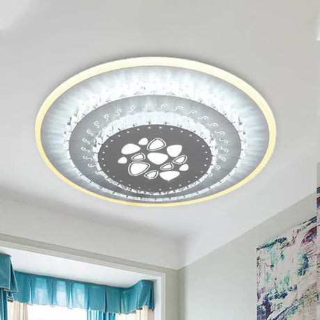 Modern Crystal Ceiling Mount Led Light Fixture For Bedroom - White Loving Heart/Square/Rose Design
