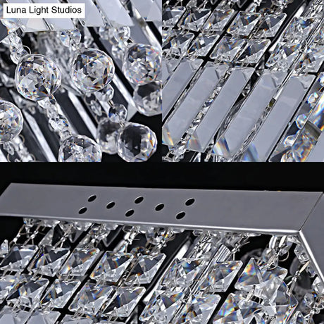 Modern Crystal Ceiling Mount Light Fixture With Chrome Finish - 2 Lights Bedroom Flush