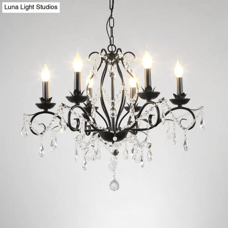 Modern Crystal Chandelier - Black Candle Ceiling Pendant Light Fixture (6/8 Bulbs)