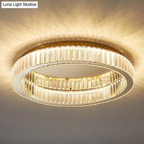Modern Crystal Chandelier Flush Mount Ceiling Light For Living Room