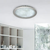 Modern Crystal Circular Flush Mount Light - 1-Light Clear/Amber Led Ceiling Fixture In Warm/White