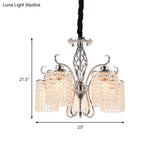 Modern Crystal Cylinder Chandelier Pendant Light - 3/5 Lights Chrome Finish Ideal For Living Room