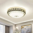 Modern Crystal Dome Led Flush Mount Lamp: Stylish Ceiling Lighting For Bedroom Black