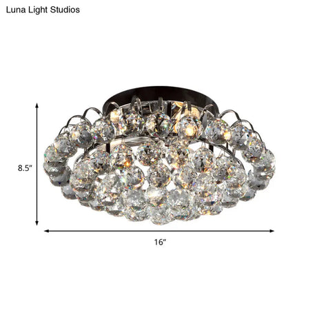 Modern Crystal Flush Mount Lamp - Tapered Design 3 Lights Black Ceiling Fixture