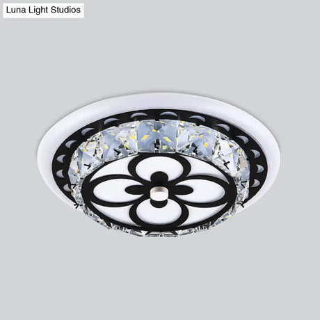 Modern Crystal Flush Mount Led Ceiling Lamp In Chrome For Corridors