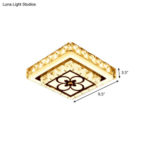 Modern Crystal Flush Mount Led Ceiling Lamp In Chrome For Corridors