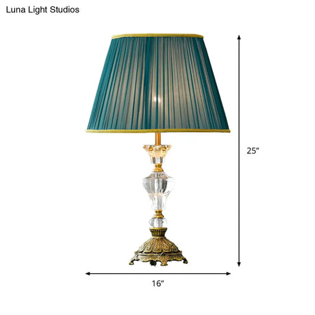 Modern Crystal Gold Nightstand Light With Tapered Design And Urn-Shaped Base