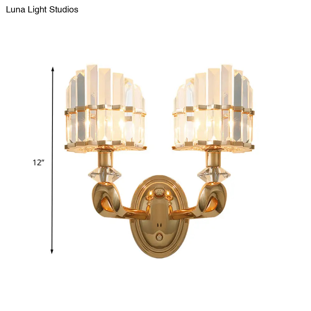 Modern Crystal Gold Wall Lamp - Geometric Design With Led Lighting Perfect For Living Room