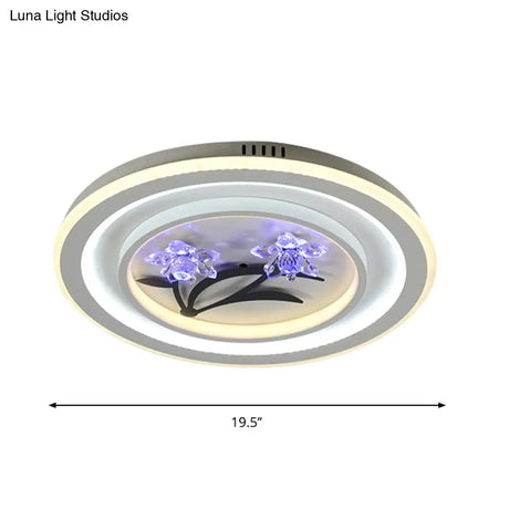 Modern Crystal Led Ceiling Lamp For Great Rooms - Round/Square White Flushmount