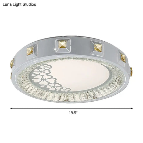Modern Crystal Led Ceiling Light With Remote Control And Stepless Dimming - White Stylish