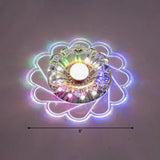 Modern Crystal Led Flush Ceiling Light For Hallway - Clear Floral Mount Fixture / Multi Color