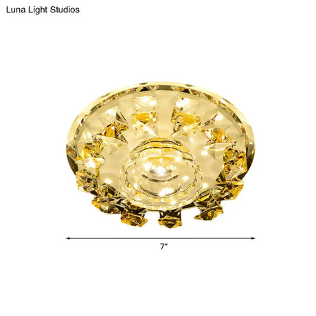 Modern Crystal Led Flush Light With Warm/White Lighting For Hallways Or Small Spaces