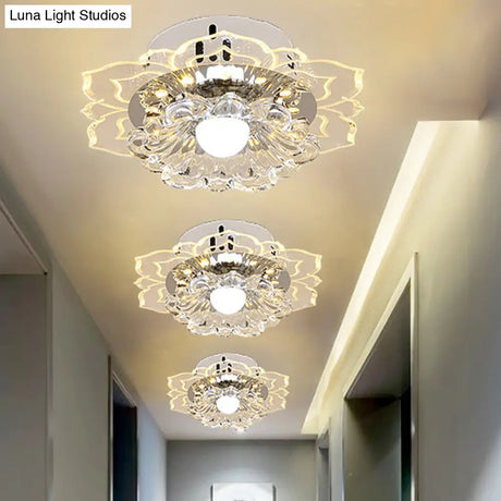 Modern Crystal Led Flush Mount Ceiling Light For Living Room