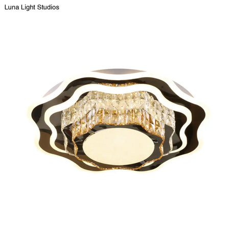 Modern Crystal Led Flush Mount Ceiling Light With Flower Design For Living Room