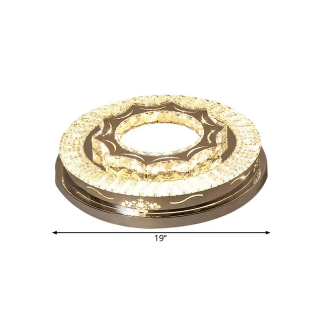 Modern Crystal Led Flushmount Ceiling Lamp In Warm/White Light