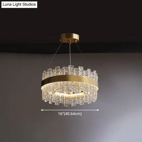 Modern Crystal Loop Pendant Light With Brass Finish And Led