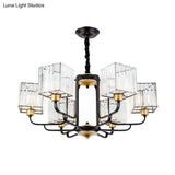 Modern Crystal Pendant Chandelier - Square Design 4/6/8 Bulbs Black 26’/34’/36’ Wide