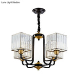 Modern Crystal Pendant Chandelier - Square Design 4/6/8 Bulbs Black 26’/34’/36’ Wide