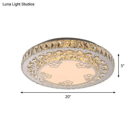 Modern Crystal Petal Led Flush Mount Ceiling Light In Nickel Finish For Bedroom