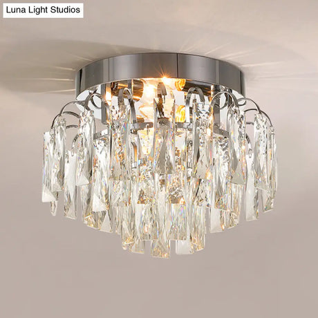 Modern Crystal Rectangles Flushmount Ceiling Light In Nickel/Gold