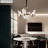Modern Crystal Shield Ceiling Chandelier - 4/6/8 Lights Black Hanging Light Kit