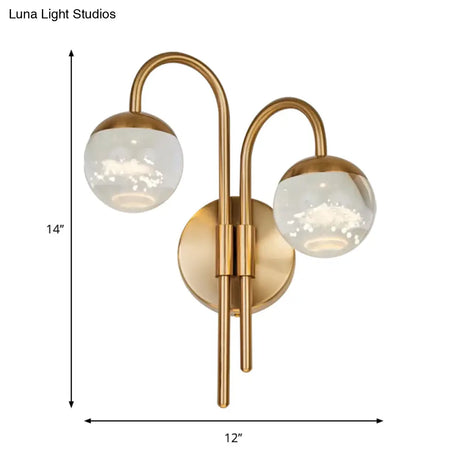 Modern Crystal Spherical Wall Sconce With Gold Finish For Great Room Lighting