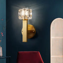 Modern Crystal Wall Sconce With Brass Finish And 1/2 Lights 1 /